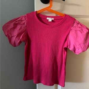 Crewcuts girls bubble sleeve shirt in vintage rib